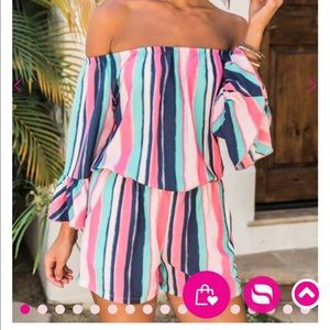 Pink Lily Cabo Stripped Romper